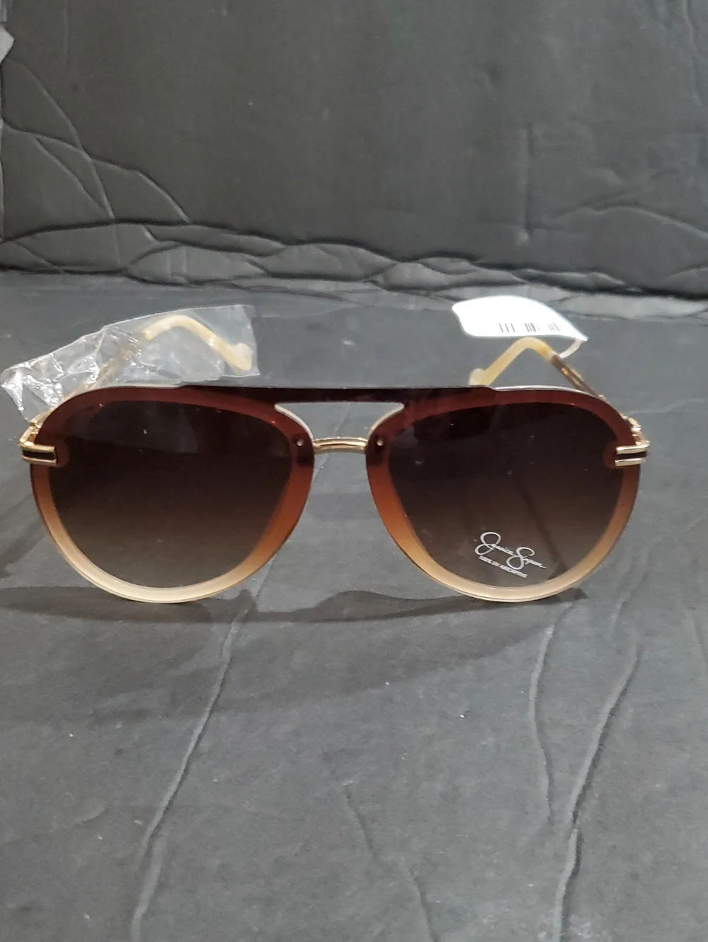 Jessica Simpson j6195 nude rimless brown‎ fade gradient aviator style sunglasses